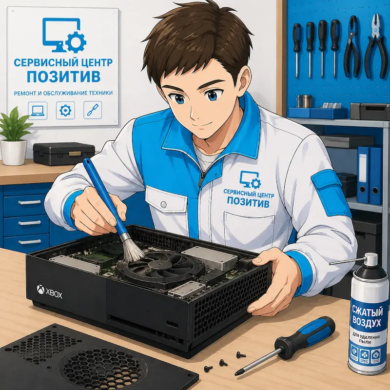 Чистка игровой приставки от пыли и замена термопасты в Сургуте